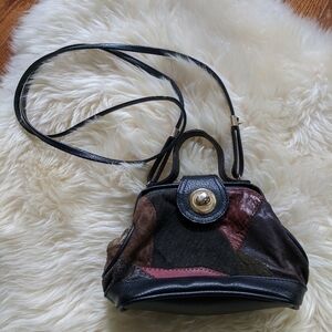 VINTAGE patchwork leather mini crossbody purse bag